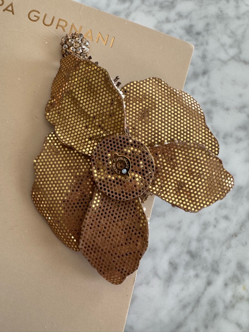 Deepa Gurnani Catarina Swarovski Crystal Earrings in Bronze $450 Retail NWT - Picture 5 of 9